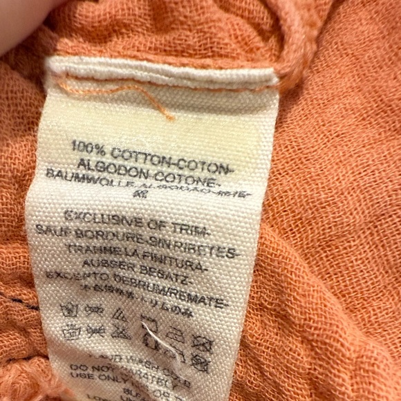 Free People “We the Free” Perpetual Sunset Orange Coral Ling Sleeve Top Sz XS - Picture 7 of 9